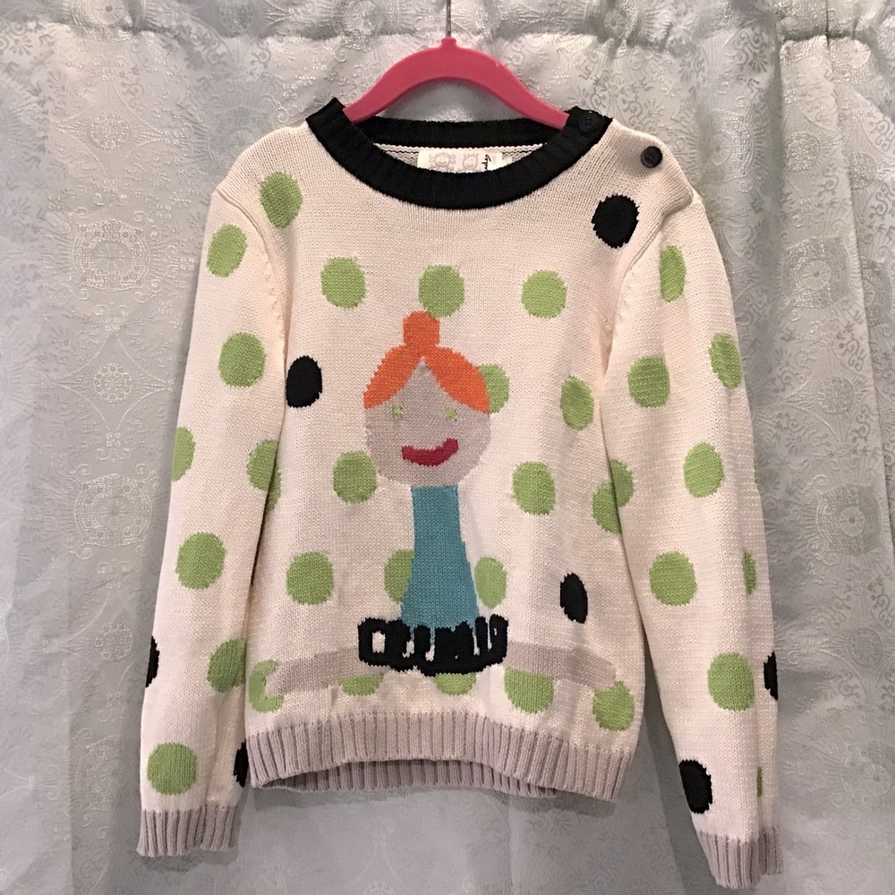 Lourdes Chic Spain Lil Girl, Dot Sweater Sz 8 EUC